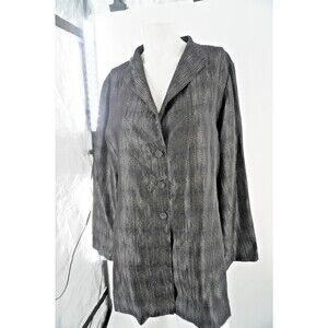 Eileen Fisher Womens Sz M Metallic Graphite Silk Textured Blazer Minimalist Work
